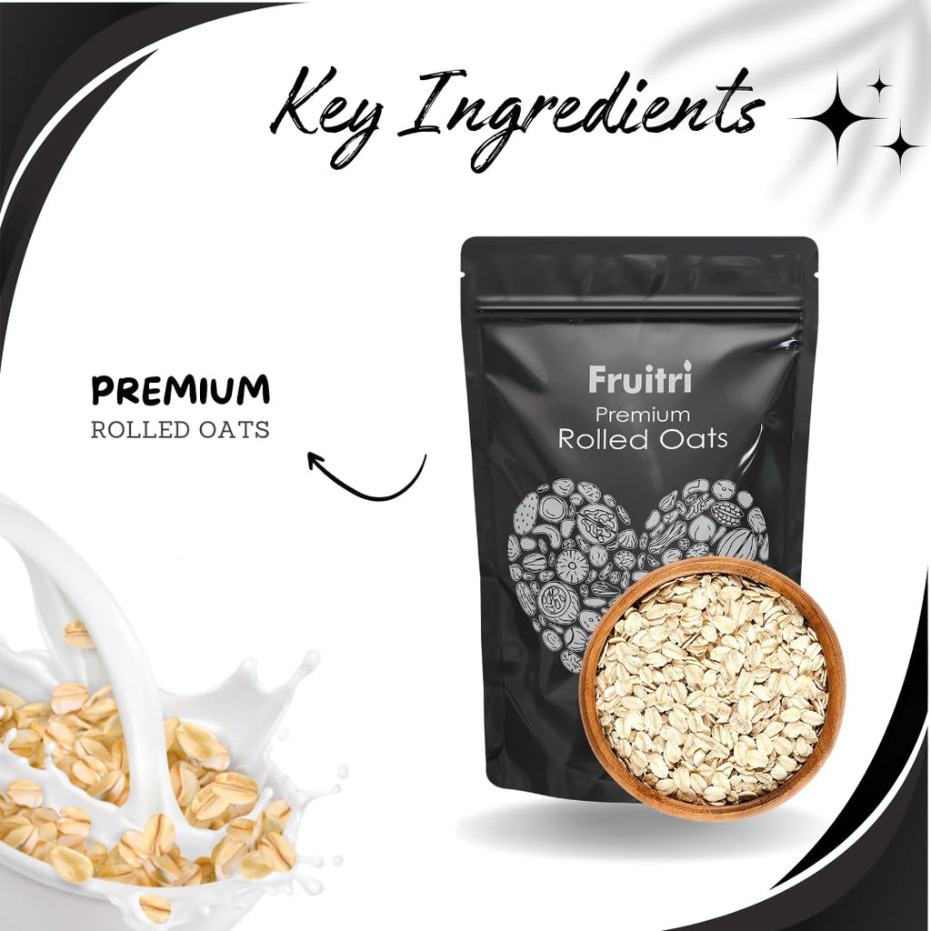 Fruitri Premium Rolled Oats- Diet Food, Whole Grain, Breakfast Cereal (Plain)