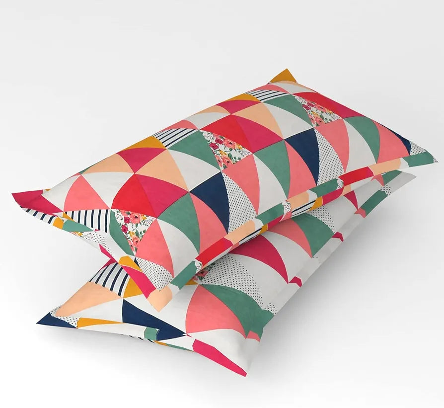 Homefab India 144 TC Microfiber Double Bedsheet with 2 Pillow Covers Multicolor
