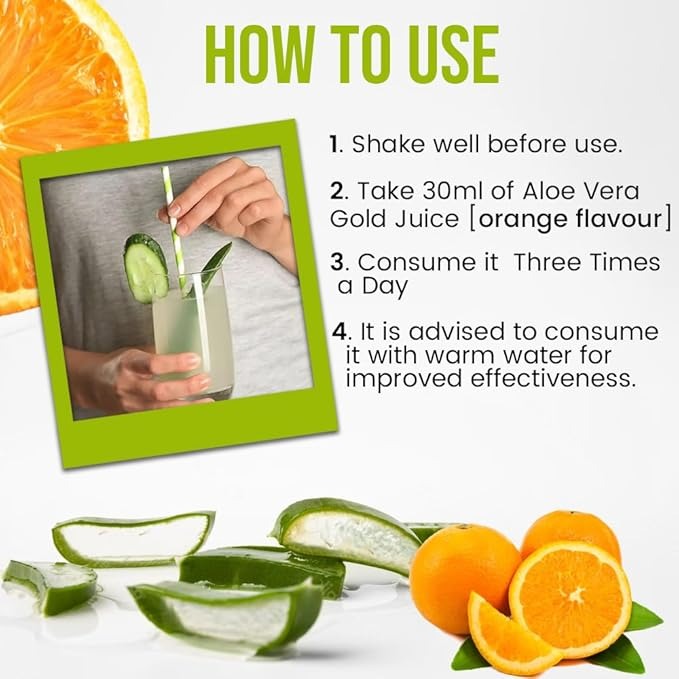 Kudos Ayurveda AloeVera Gold - Orange Flavour - 1 Litre