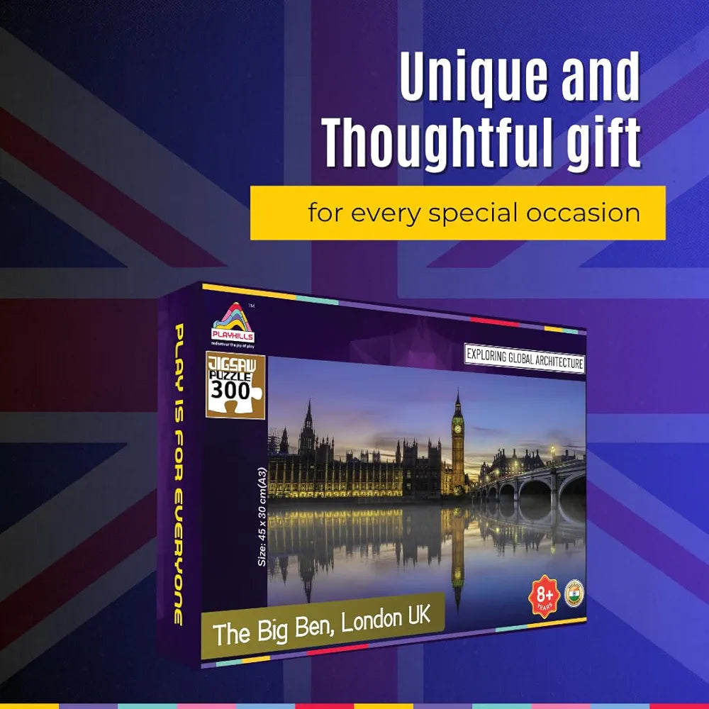 Playhills 300 Piece Wooden Puzzle Big Ben,London 300 Piece Puzzle for Kids & Adults Improves Your Child Brain Power Focus & Memory, Gift for Age 8+ Year