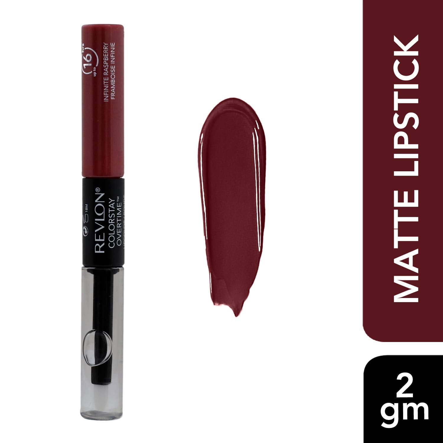 Revlon Colorstay Overtime Lip Color, Shimmery Finish, 4ml - Infinite Raspberry
