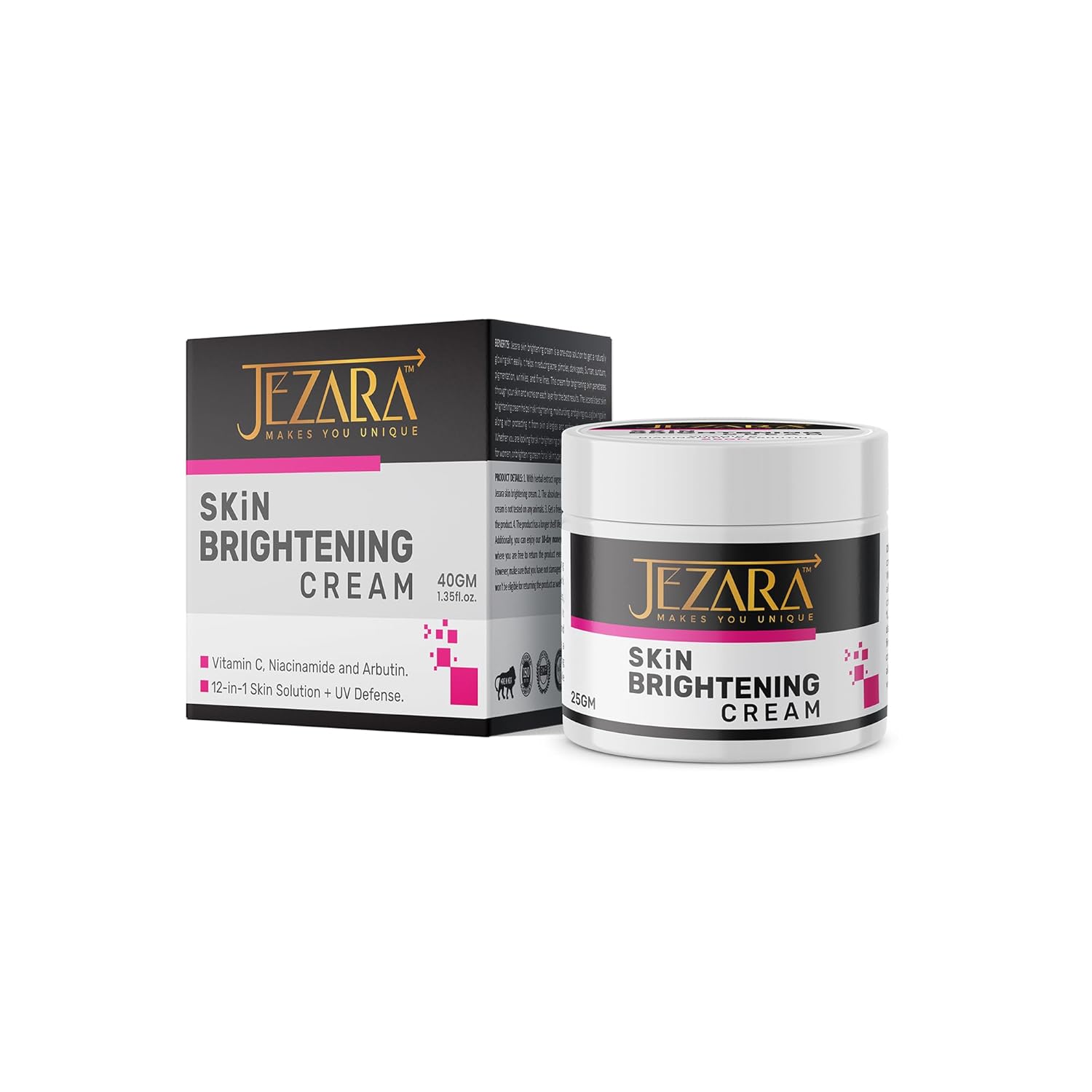 JEZARA Natural Skin Glowing Face Cream for Women & Men | SPF 50++ Sun Protection | Day & Night Cream for Pimples, Blackheads & Dead Skin | 45g