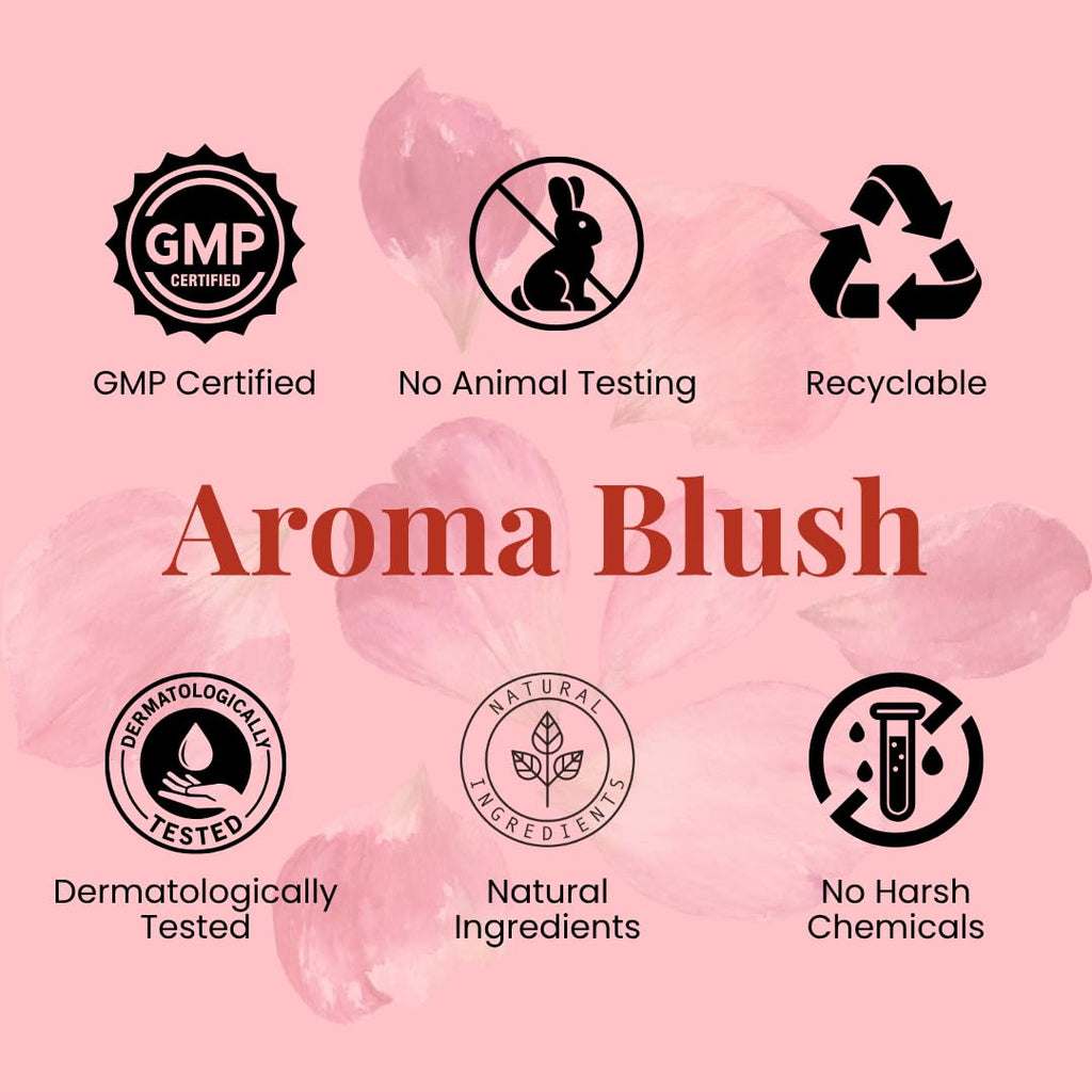 Aromablush - Rosy Radiance Shower Gel | Indian Rose Oil, Niacinamide, Vitamin E | Brightening & Hydrating | Floral Fragrance & Gentle Cleanse | Sulfate-Free & Paraben-Free | All Skin Types | 300ml