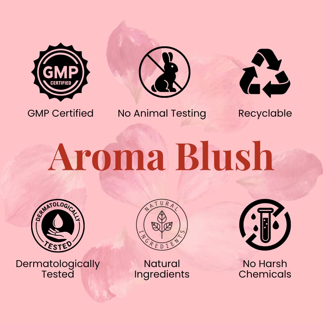 Aromablush - Rosy Radiance Shower Gel | Indian Rose Oil, Niacinamide, Vitamin E | Brightening & Hydrating | Floral Fragrance & Gentle Cleanse | Sulfate-Free & Paraben-Free | All Skin Types | 300ml