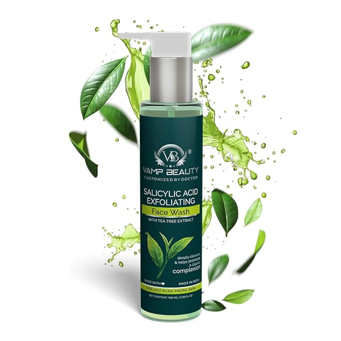 Vamp Beauty 0.50% Salicylic Acid Exfoliating Face Wash With Goodness of Tea Tree Extract - 100 Ml