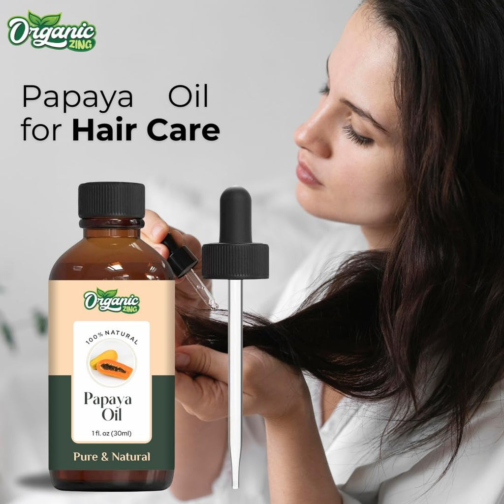 Organic Zing Papaya (Carica Papaya) Oil | Carrier Oil for Massage, Skincare & Hair Care - 30 Ml