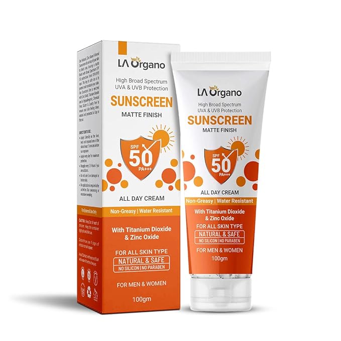 La Organo Sunscreen Matte Finish All Day Cream, Spf 50 Pa+++ - 100 Gms