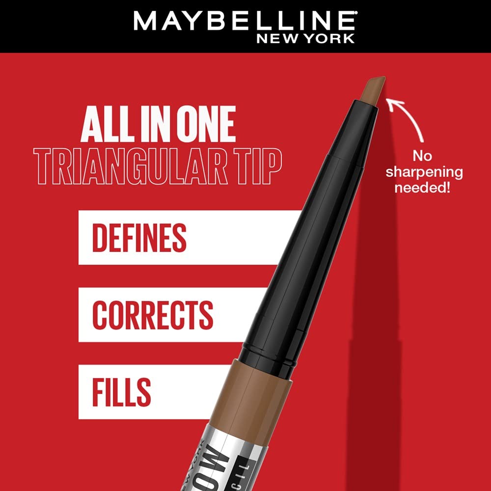 Maybelline New York Tattoo Brow 36h Brow Pencil - Natural Brown, Creamy Powder Texture, Precision Tip. Maybelline New York Tattoo Brow Eyebrow Pencil Lasts Up To 36Hr, Smudge & Water-proof | 0.25 g