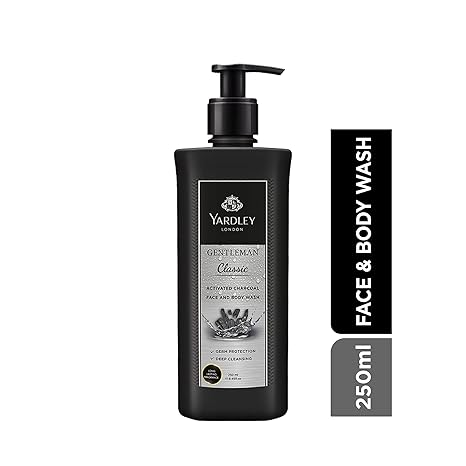 Yardley London Gentleman Activated Charcoal Face and Body Wash - 250 ml