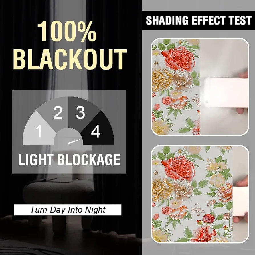 Cloth Fusion Blackout Printed Premium Door Curtains 7 Feet Long Set of 2 Lush Blooms