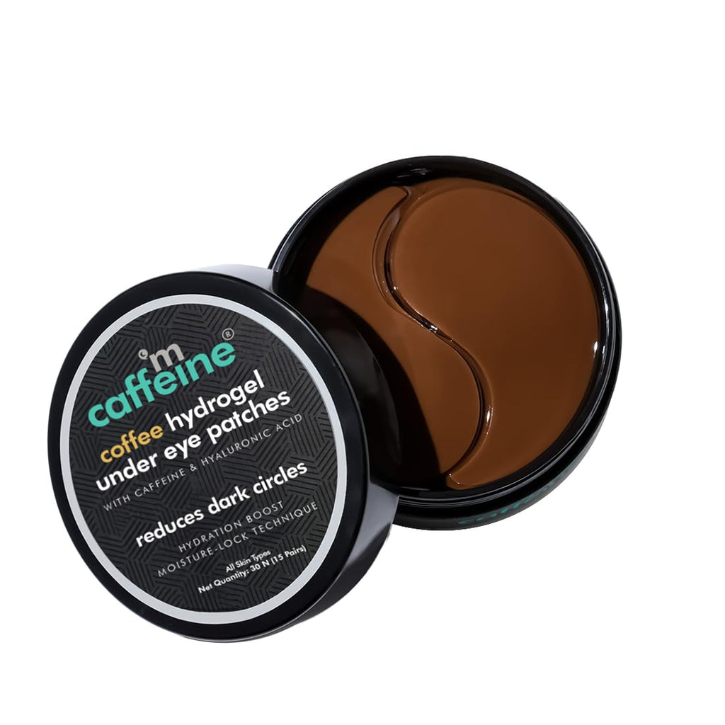 mCaffeine Coffee Hydrogel Under Eye Patches for Dark Circles | Cooling Under Eye Patch Mask with Caffeine & Hyaluronic Acid for Instant Hydration & De-Puffing | 15 Pairs