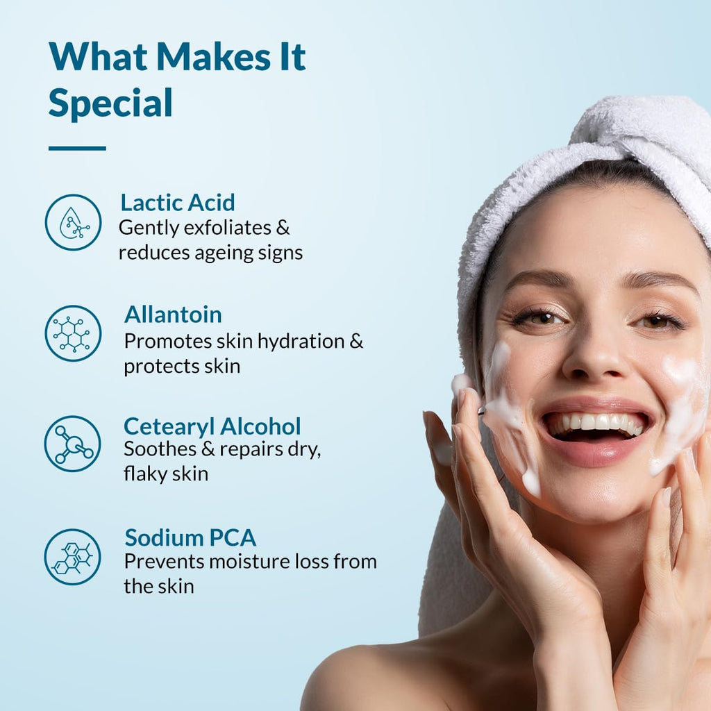 Fixderma Non Drying Cleanser, soap-free & pH Balanced cleanser, Pore-Refining, Dermatologist tested, Face Exfoliator, Non-comedogenic & Non-irritating skin cleanser - 75g
