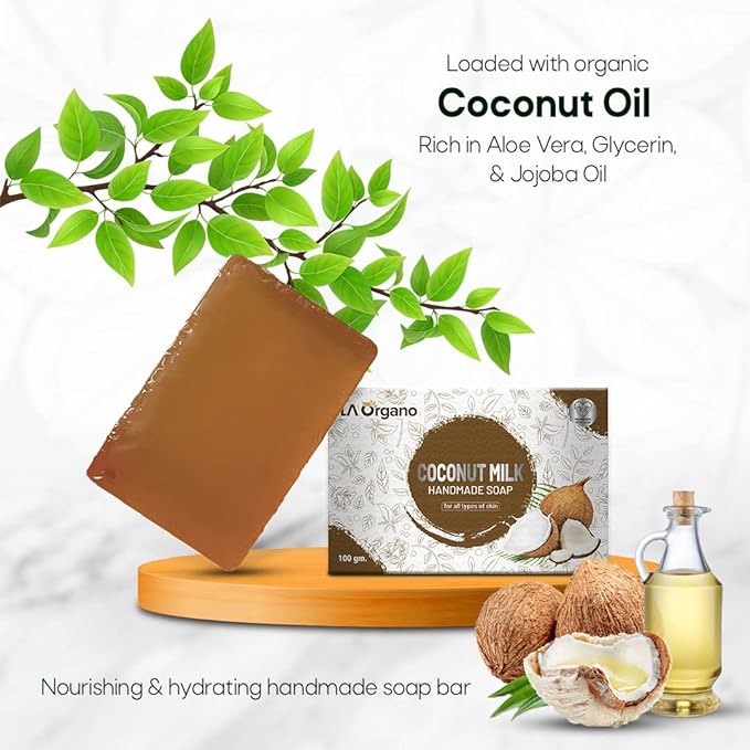 La Organo Coconut Milk Handmade Natural Bath Soap - 100 Gms