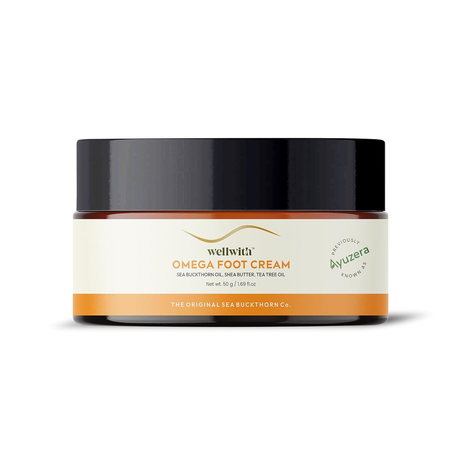 Wellwith Omega Foot Cream (50g, Pack of 1) | Sea Buckthorn Oil, Shea Butter, Tea Tree Oil | Reduces Itching and Scaling, Suitable for All Skin Types