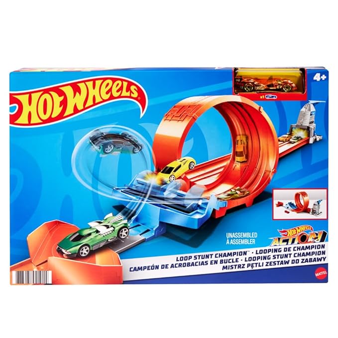 Hot Wheels Loop Stunt Champion Track Set with Dual Track Loop Dual Launch