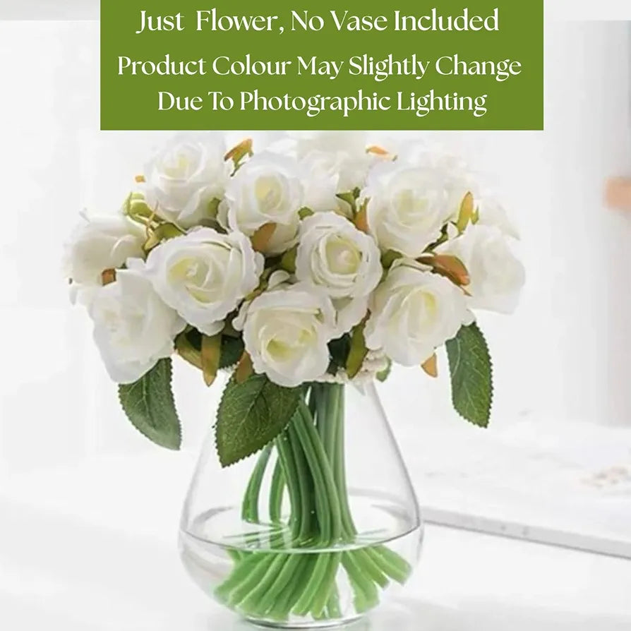Artificial Rose Flower Bunches for Vase Premium Decorative Gift Items Set of 12