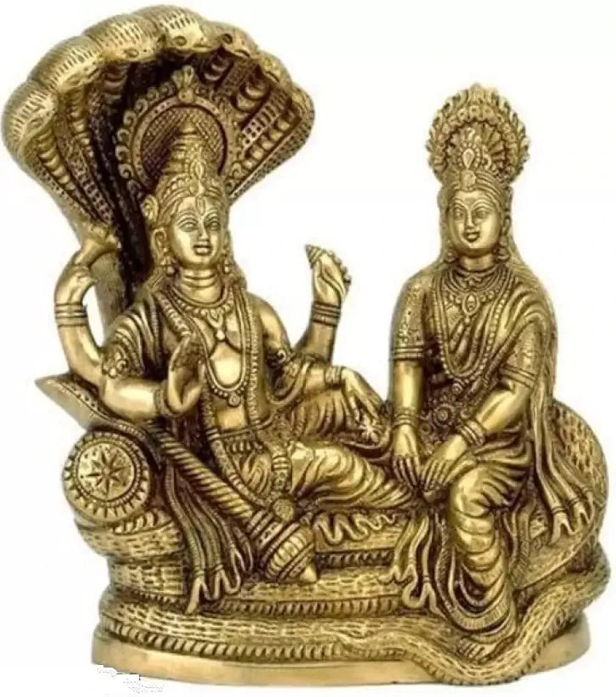 Uapan Brass Lord Vishnu Laxmi Sculpture Decorative Showpiece  Decorative Showpiece 10 cm