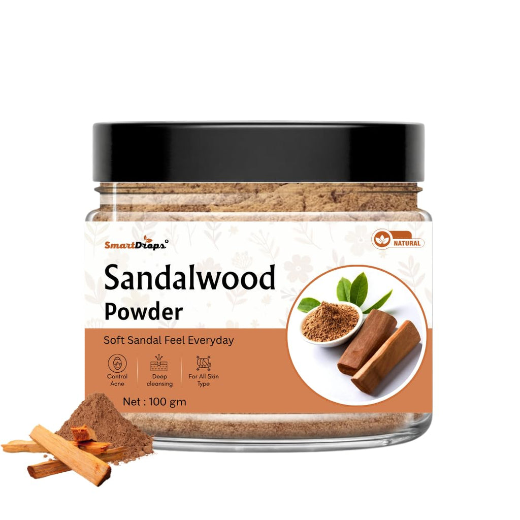 Smartdrops Sandalwood Powder for Face Pack | Sandal wood Powder | sandal Wooden powder | Chandan Powder For Tan Removal | Red sandalwood powder for Face | Sandalwood Powder for Puja - 100g (Pack 1)