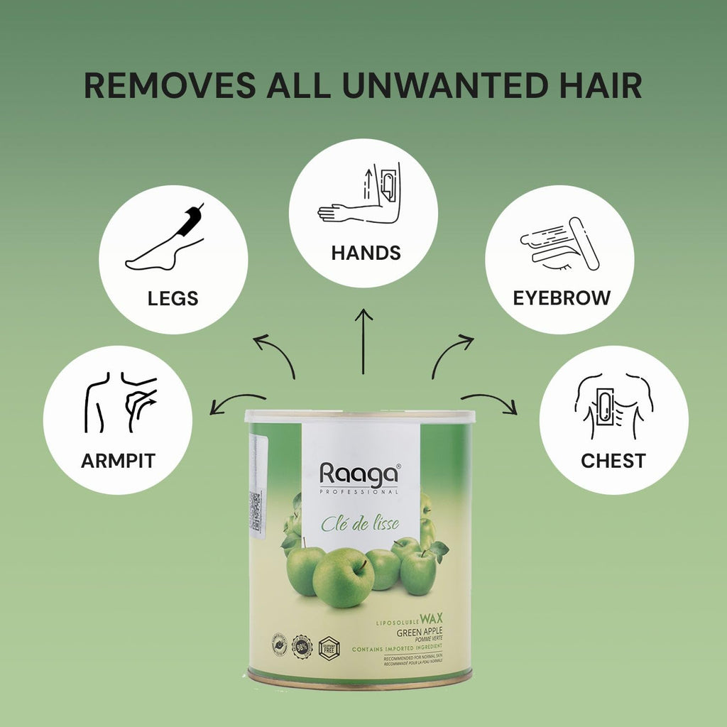 Raaga Professional Liposoluble Wax, Green Apple, 800 ml