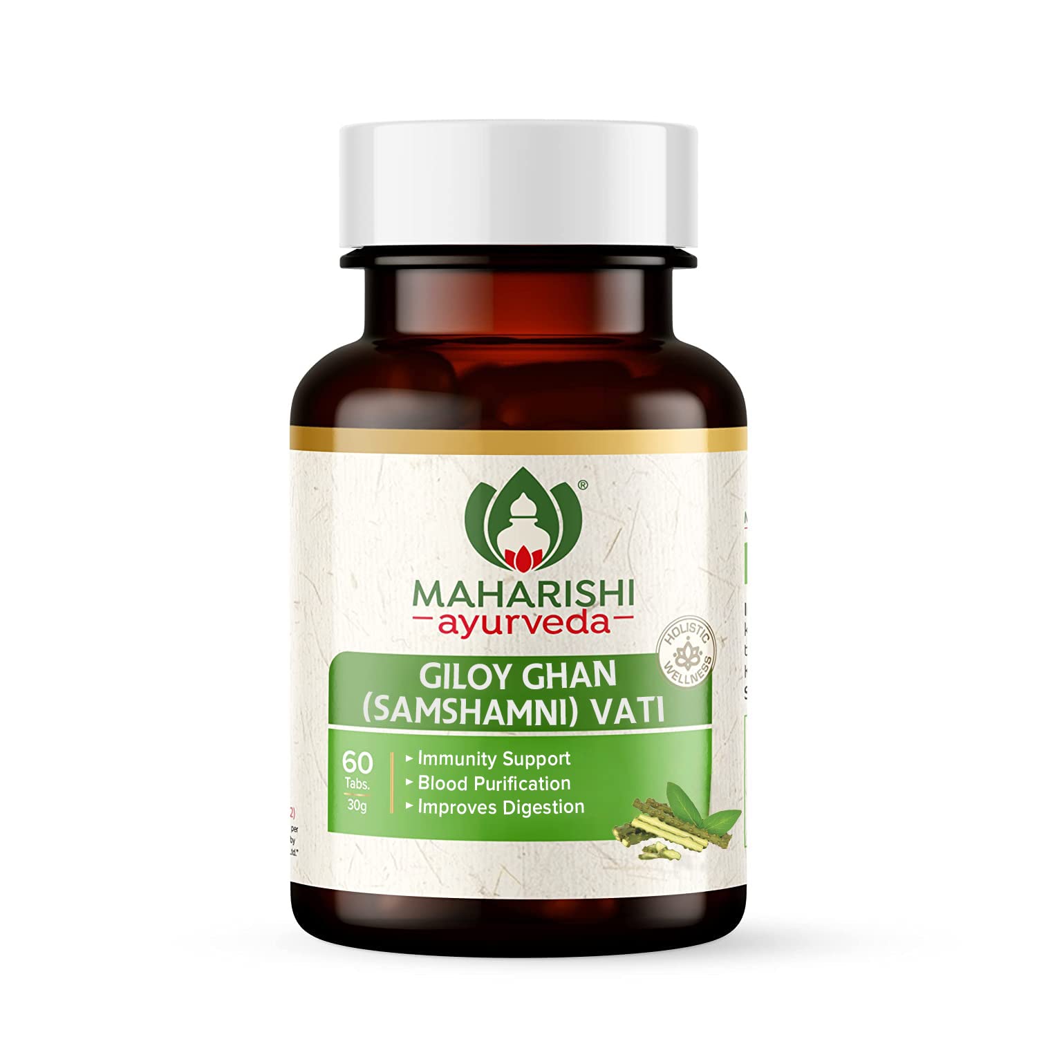 Maharishi Ayurveda Giloy Ghan Vati - 100% Natural Immunity Boosting Tablets | Enhances Strength & Stamina | Fights Fatigue | Detoxifies The Body, 60 Tablets