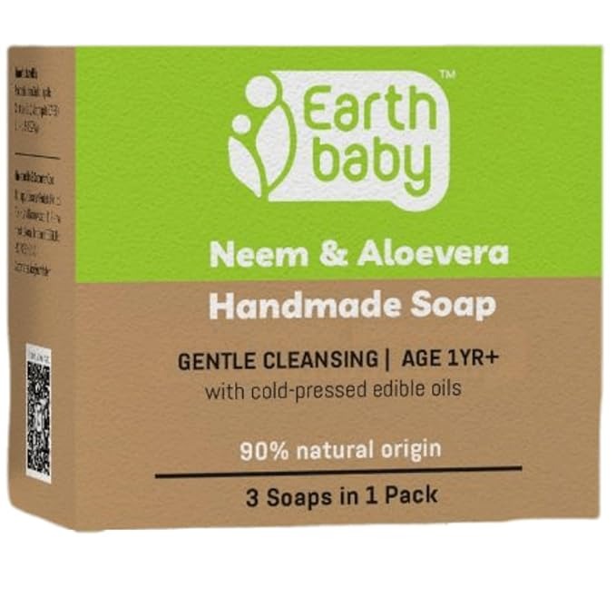 Earthbaby Handmade Neem & Aloevera bath soap - 100 gms (Pack of 3)