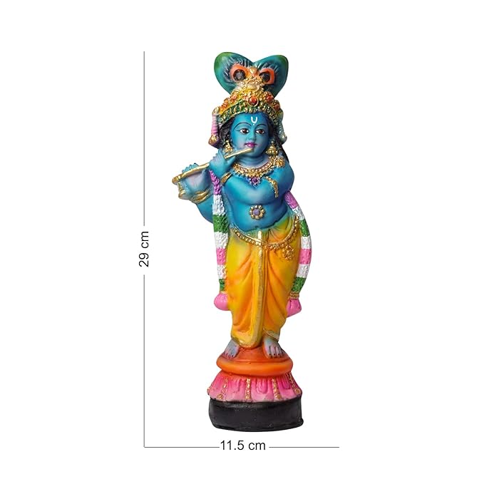 Newven Resin 1 Feet Handcrafted Krishna Murti Showpiece Idol Decorative Statue