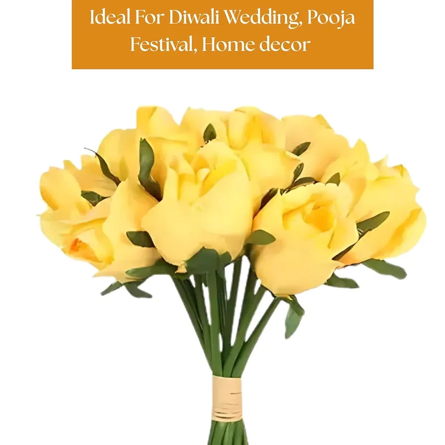 Artificial Rose Flower Bunches for Vase Premium Decorative Gift Items Set of 12