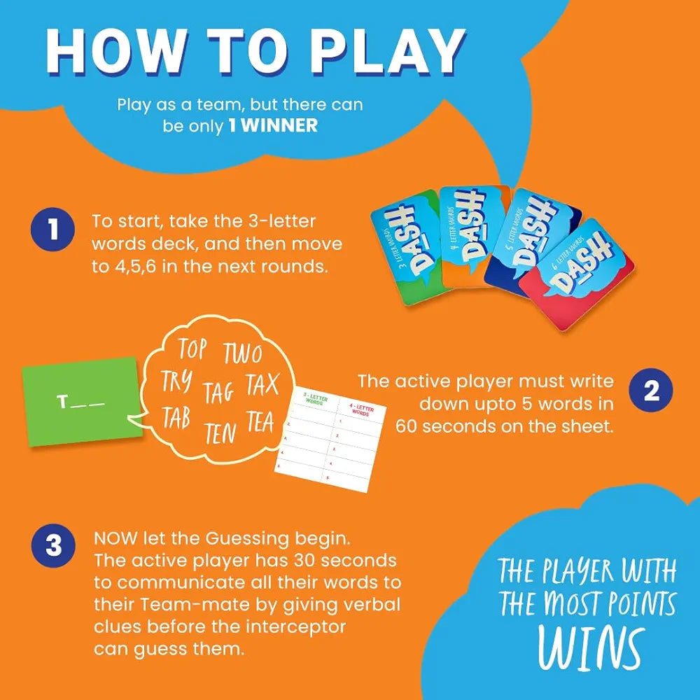 Binca Fletter Dash, A Fun Fill-in-The-Blanks Strategic Word Card Game for All Ages | Fun and Strategic Word Game | Test Vocabulary and Concentration | Ages 7+