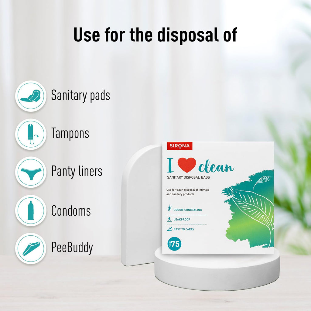 Sirona Sanitary & Diaper Disposal Bags â€“ Pack of 75 | Odour-Locking, Leak-Proof Bags for Hygienic Disposal of Sanitary Pads, Diapers | Easy-to-Carry & Eco-Friendly