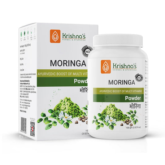 Krishna's Herbal & Ayurveda Pure Moringa Leaf Powder (100gms), Drumstick Leaf Powder Good for Hair, Skin and Immunity, Rich in Multivitamins