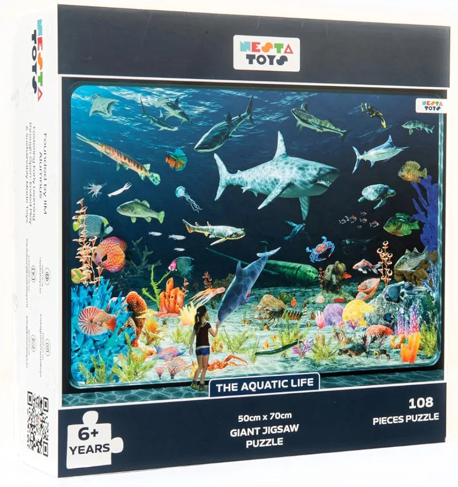 Nesta Toys Floor Puzzle & Game, Aquatic Life Jigsaw Puzzle, Educational Toy, Gifts for Boys & Girls Ages 6 to 14 Learning Toys 108 pcs, 70 x 50 cm