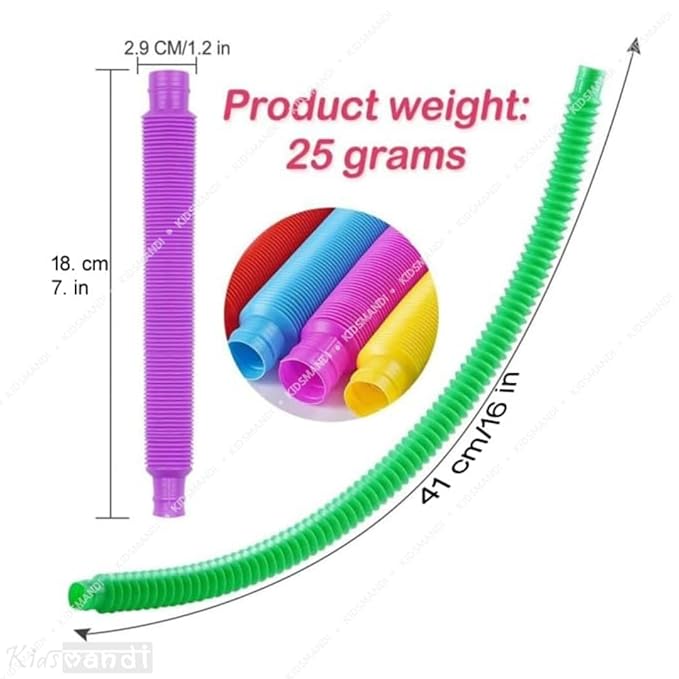 Kids Mandi Pop Tubes Sensory Fidget Toys for Stress Relief Bend Stretch & Connect