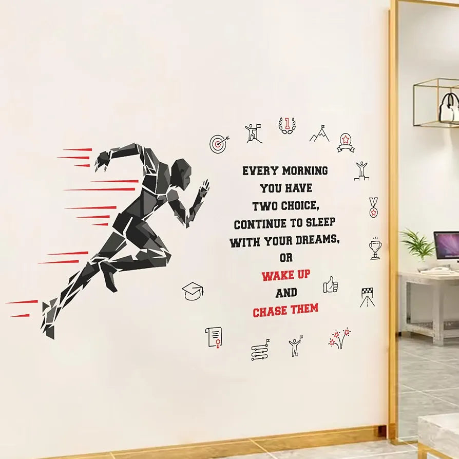 StickMe Gym Fitness Work Bodybuilding Office Sports Workout Boxing Inspiration Quotes Wall Sticker Large Black - 240 x 140 cm