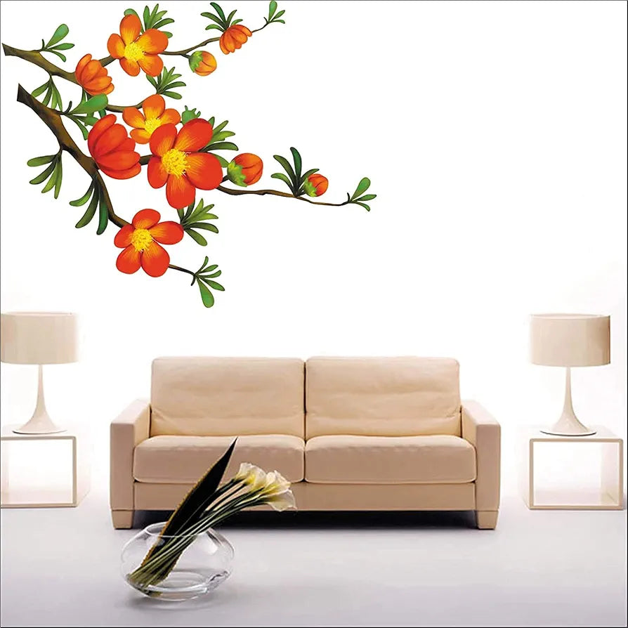 AH Decals Floral Branch with Realistic Flowers PVC Vinyl Wall Sticker Floral_01