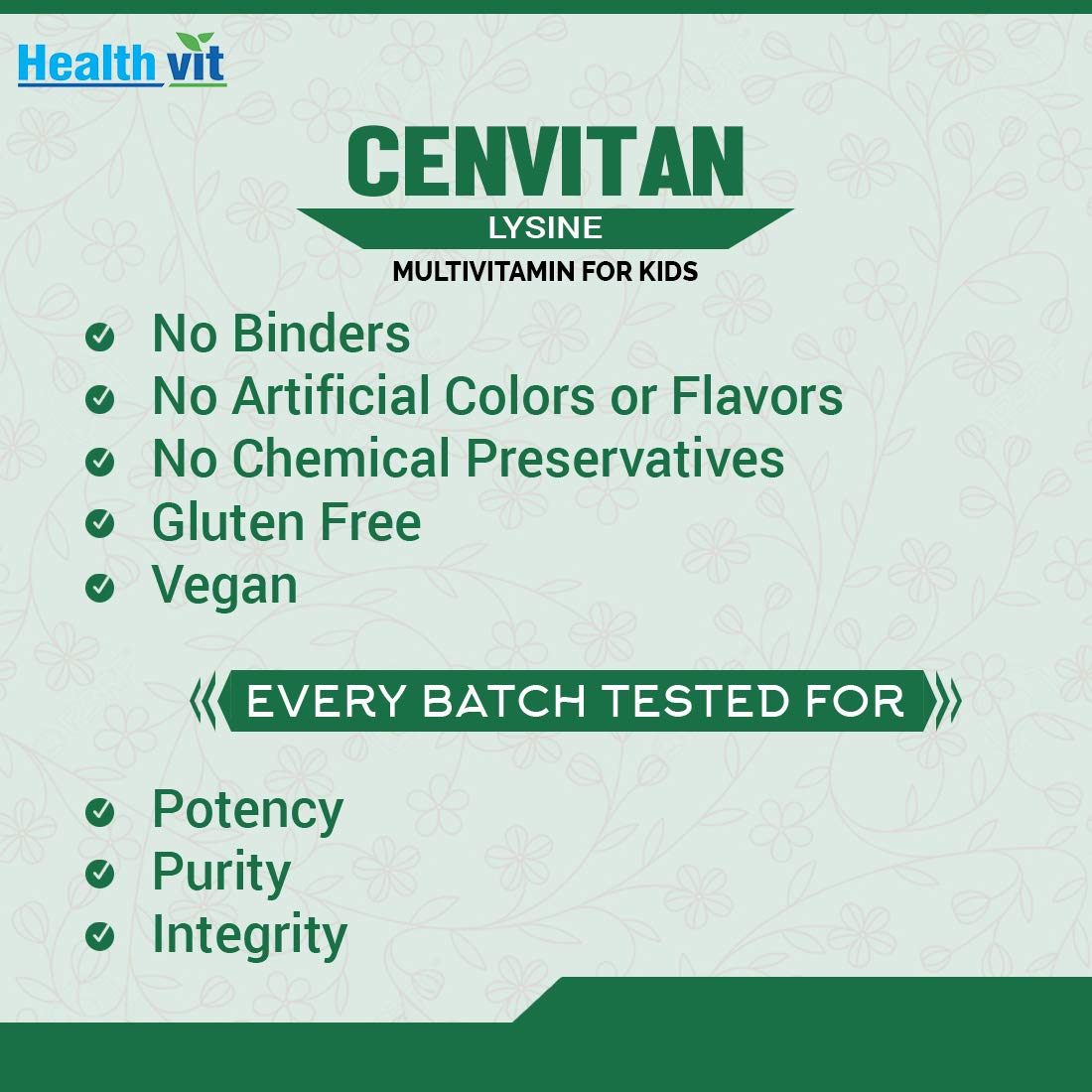 Healthvit Cenvitan Lysine Multivitamin for Kids- 60 tabs