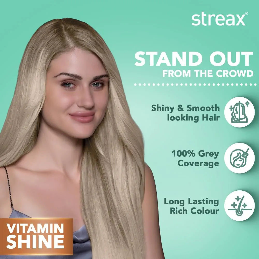 Streax Permanent Hair Colour Grey Coverage Infused with Argan and Walnut Oil For Women -