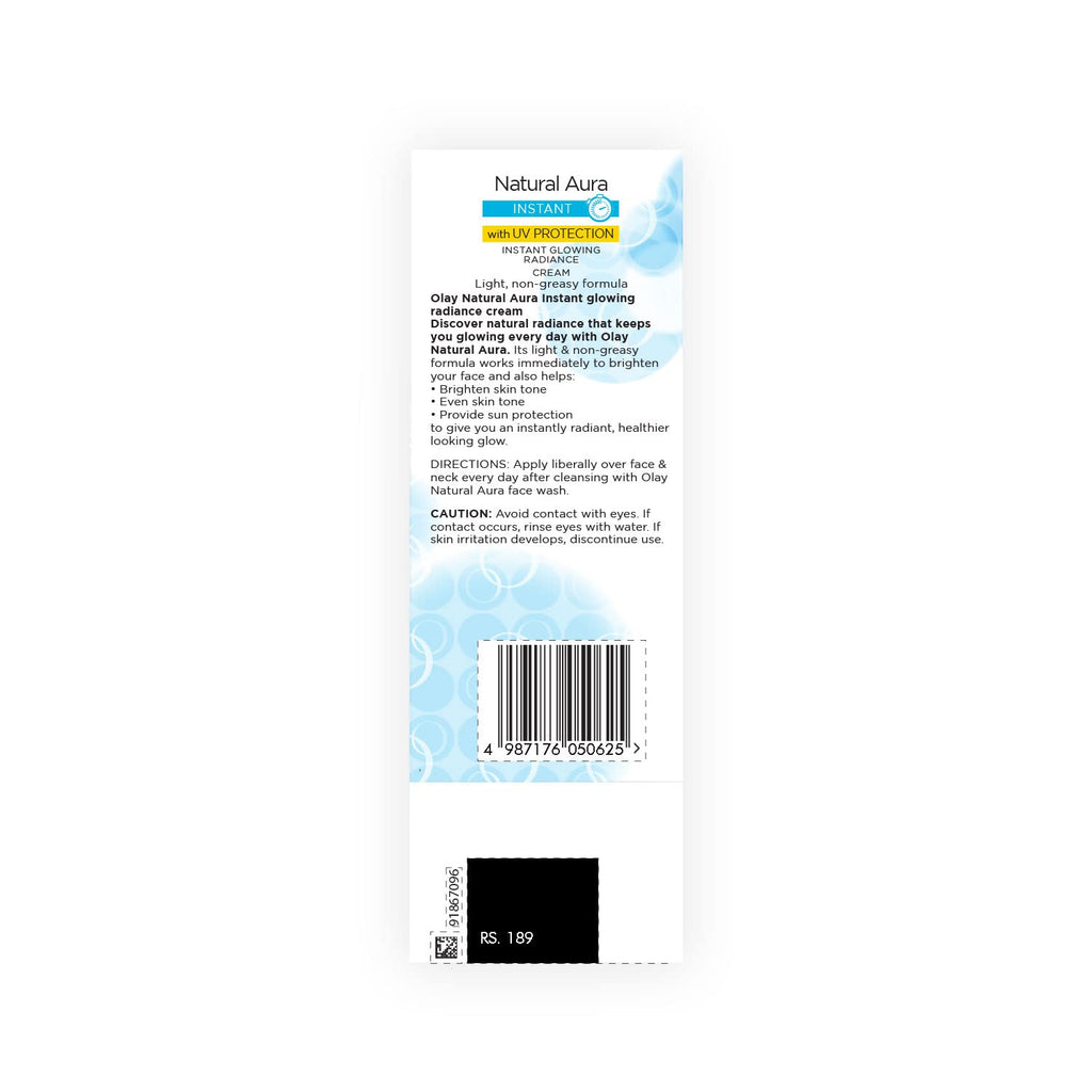 Olay Cream Natural Aura Vitamin B3, Pro B5, E With Uv Protection,40 Gm