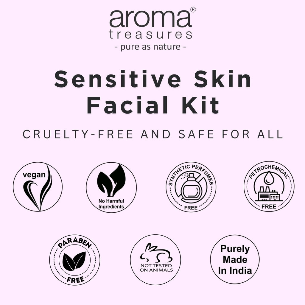 Aroma Treasures Sensitive Skin Soothing Facial Kit, 7-Step Spa Experience with Lavender, Chamomile, Calendula & Niacinamide, Hydrating & Brightening Skincare for Sensitive Skin, 48g/ml