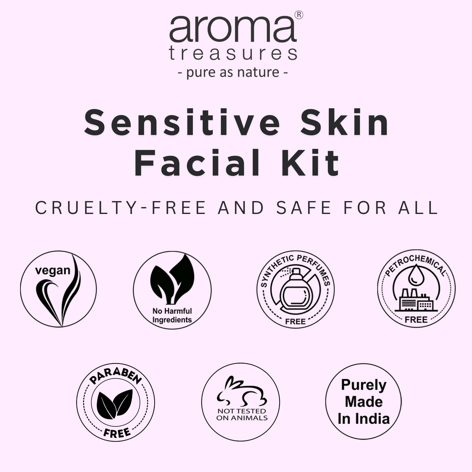 Aroma Treasures Sensitive Skin Soothing Facial Kit, 7-Step Spa Experience with Lavender, Chamomile, Calendula & Niacinamide, Hydrating & Brightening Skincare for Sensitive Skin, 48g/ml