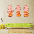 Rangoli Vinyl New Modern Art & Trendy Buddha Design Three Baby Monk Self Adhesive Wall Sticker