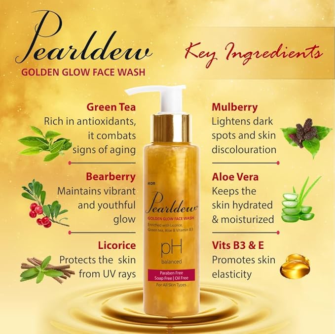 Pearldew Golden Glow Face Wash - 100 Ml | Pack of 3