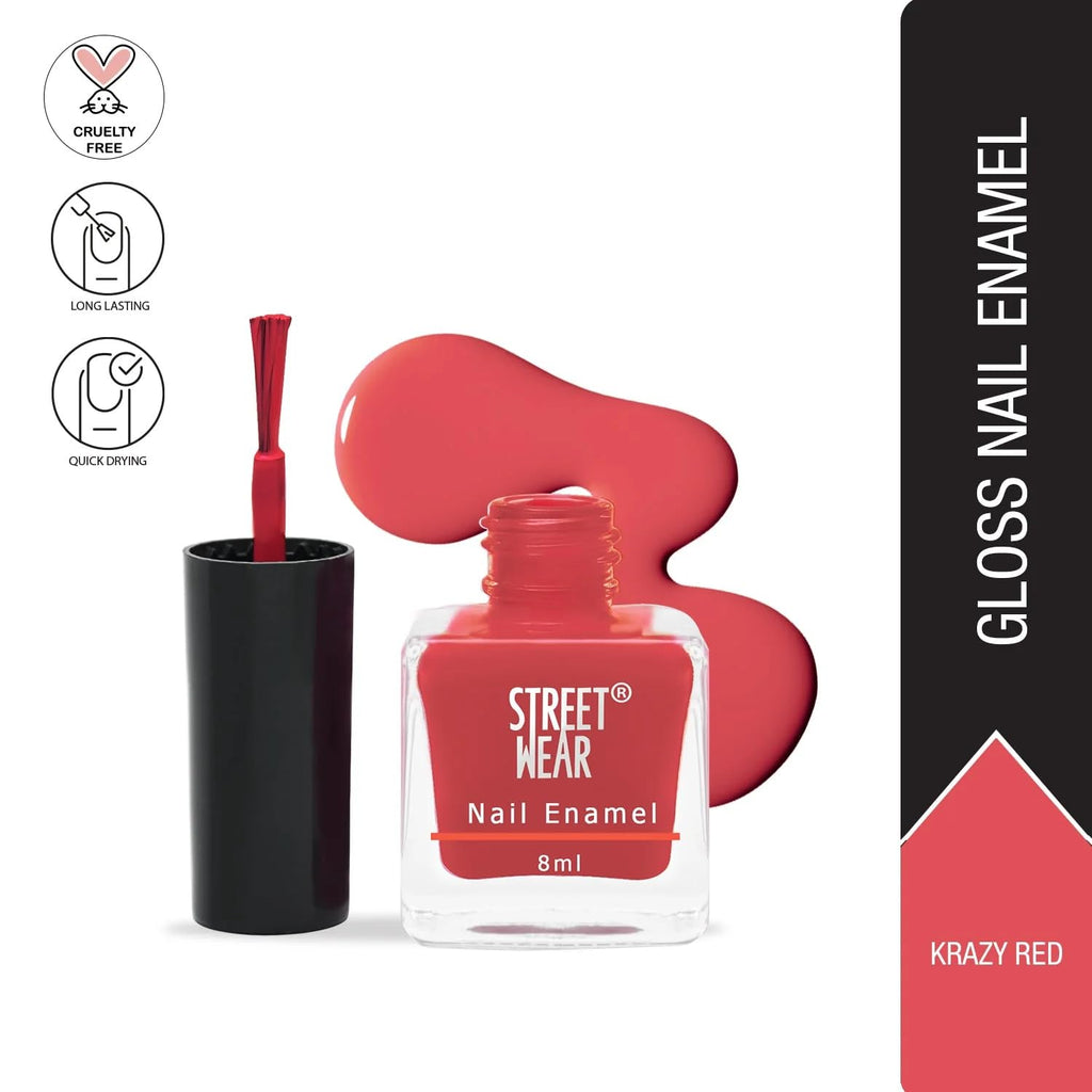 Street Wear Nail Enamel, Krazy Red, 8ml