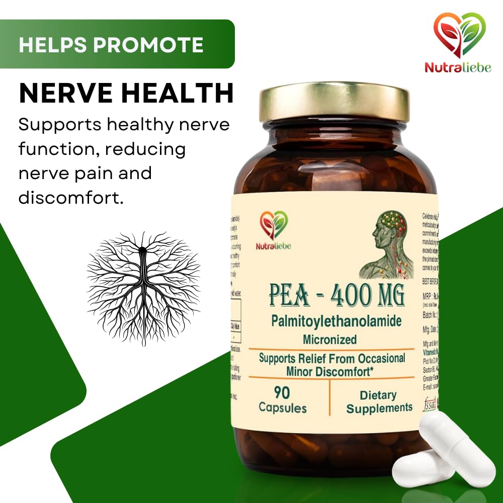 Nutraliebe PEA 400mg (Palmitoylethanolamide) â€“ Supports Joint Comfort, Immune Response, and Nerve Health â€“ 90 Capsules