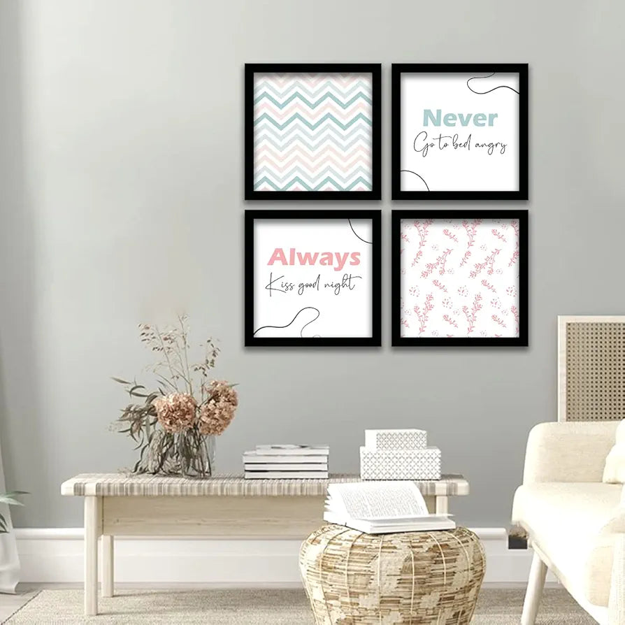Kotart Never Go to Bed Angry Quotes Frames for Wall Decor Set of 4