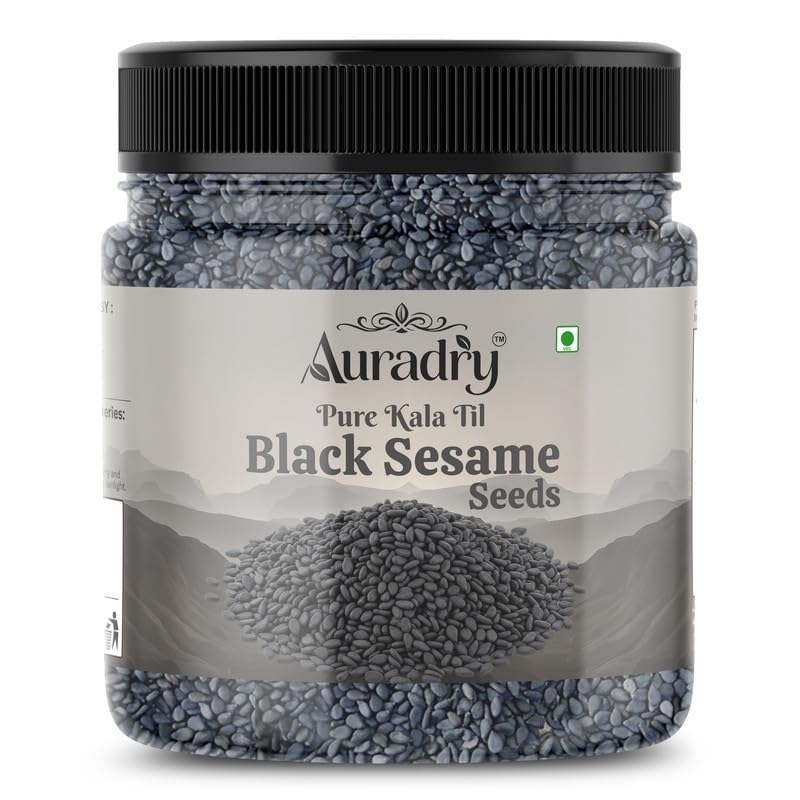 AURADRY Black Sesame Seeds for Eating | Whole Fresh and Natural Unhulled Kale Till | Black Til Seed for Weight Management, Indian Spice | Kaale Til