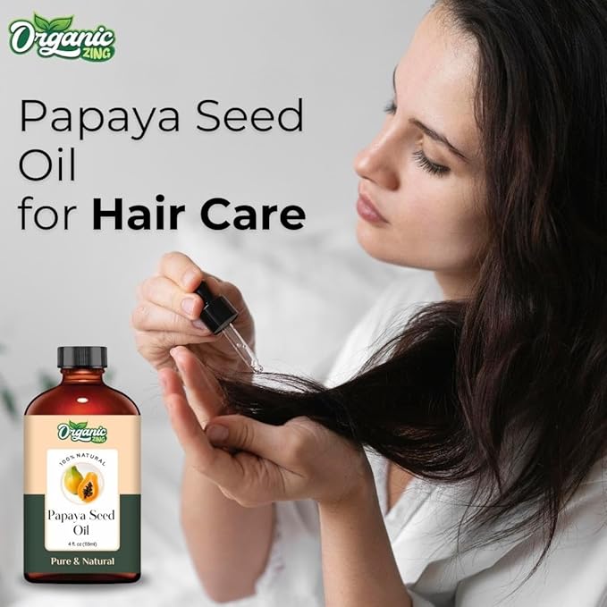 Organic Zing Papaya Seed Oil for Skin, Face, Hair Care, Aromatherapy & Massage - 118 Ml