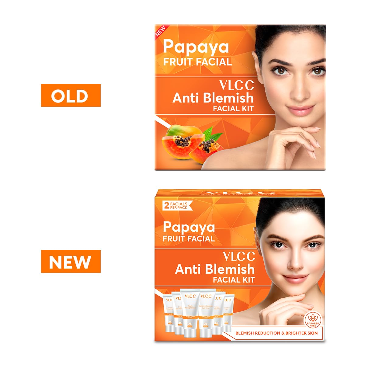 VLCC Papaya Fruit Facial Kit - 60g | Glowing, Blemish Free Skin | With Papaya, Cucumber, Peach, and Orange Peel Extracts | Glowing at Home Facial Kit.