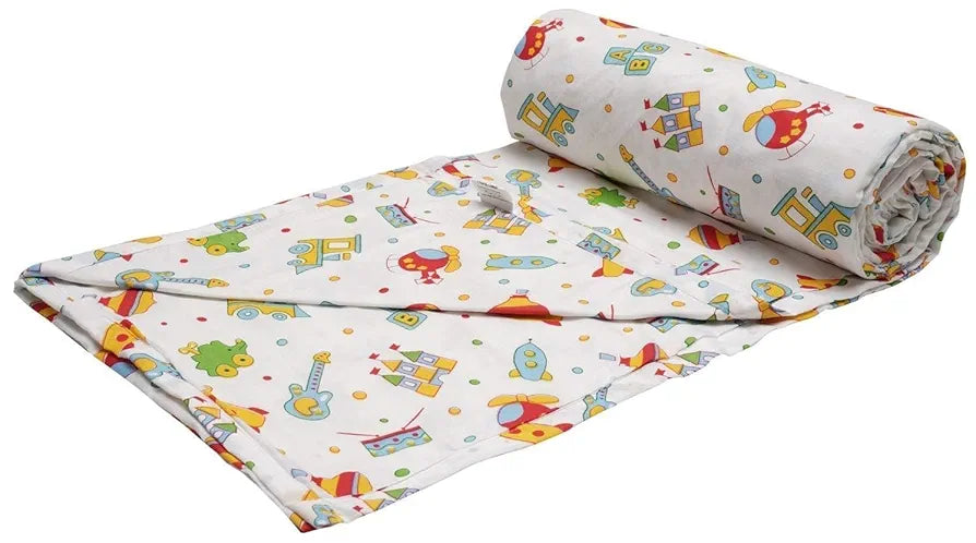 Trance Home Linen Pure Cotton Reversible Dohar Single Bed Size AC Blanket Comforter Soft Light-Weight Bed Blanket 56 x 88 inch Colour Alphabets with Dolls
