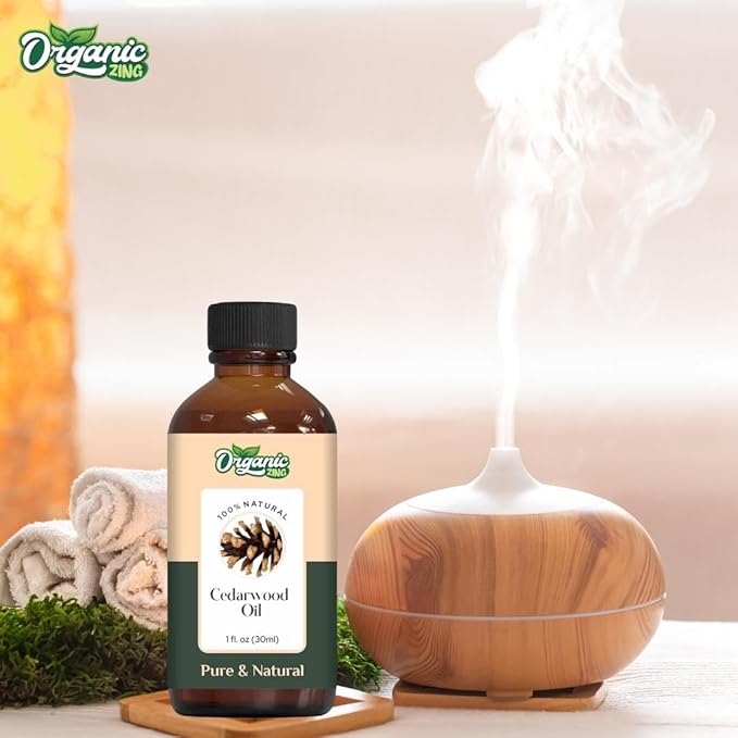 Organic Zing Cedarwood Essential Oil Skin for Skin, Face, Hair Care, Aromatherapy, Diffuser, Conditioner - 30 Ml