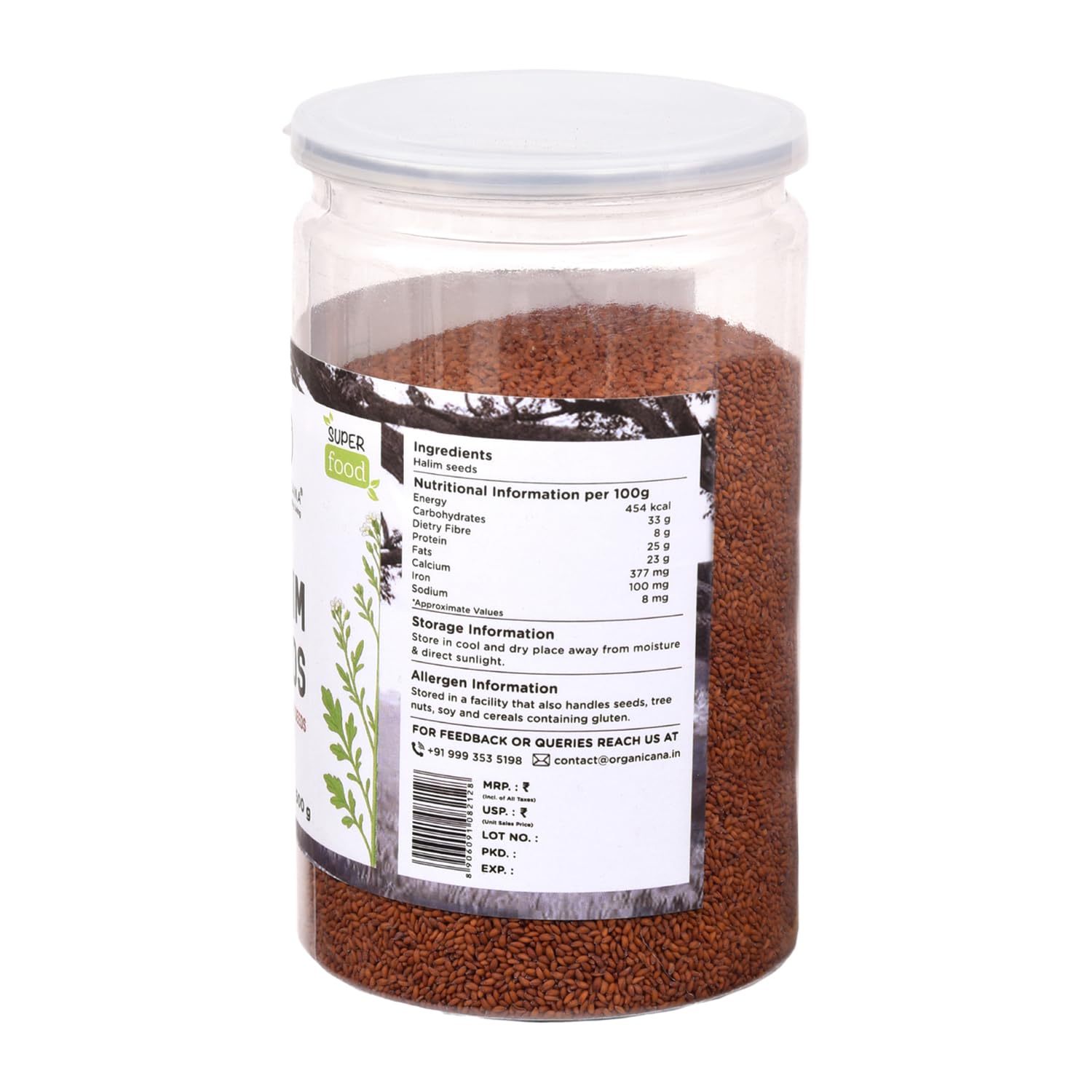 Organicana Halim Seeds 500g (Pack of 1)- Garden Cress | Aliv Seed | Asaliya | High in Fibre and Omega 3 | Garden Cress | Asalia | Haleem seed | Immunity Booster Superfood